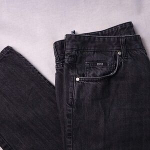 BOSS Hugo Boss Mens‎ Regular Fit Black Denim Jeans 36 x 29